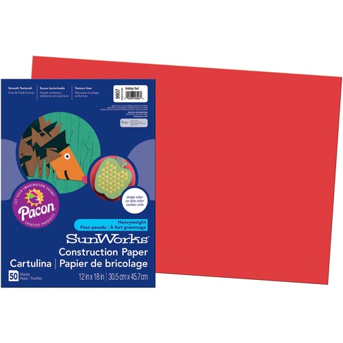 Construction Paper,Smooth Textured,12"x18",50/PK,Holiday RD