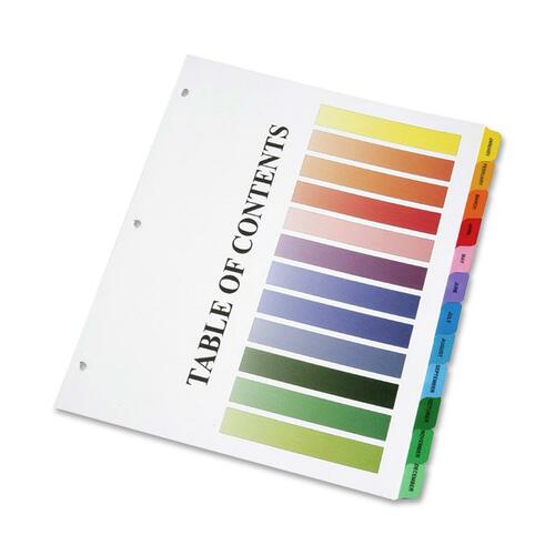 Tab Binder Index Sheets, Letter, Jan-Dec, Assorted