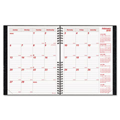 Monthly Planner,14 Month,2PPM,Hard Cover,11"x8-1/2",Black