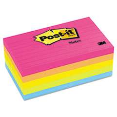 Post-it Notes,Lined,3"x5",5/PK,100 Sh/Pad,Assorted