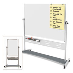 Mobile Magnetic Reversible Easel, 72"x48", Aluminum/White