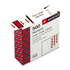 Numeric Coded Labels, "1", 1-1/4"x1", 500/RL, Red