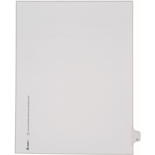 Legal Index, Side Tab 3, 8-1/2"x11", 25/PK, 1/25 Cut