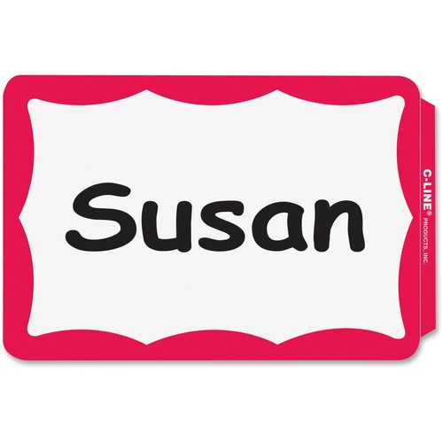 Name Badges, 3-1/2"x2-1/4", 100/BX, Red Border