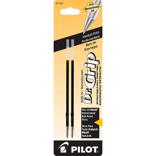 Retractable Refill, Medium Point, 2/PK, Black Ink