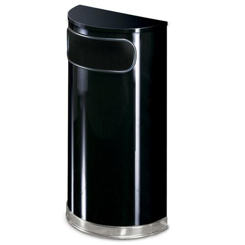 Half Round Receptacle, 9 Gallon, 18"x9"x32", Black/Chrome