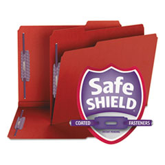 Fastener Folder, 1/3 Cut Tab, Letter, 25/BX, Bright Red