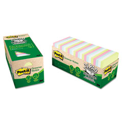 Post-it Notes,Recycled,3"x3",75 Sht/PD,24/PK,AST Sunwashed