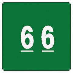 Numeric Labels, "6", 1-1/2"x1-1/2", 250/RL, Green