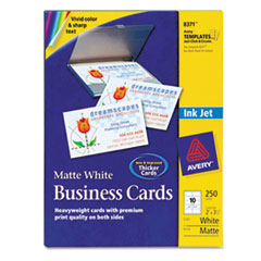 Business Cards, Inkjet, 2"x3-1/2", 250/PK, White