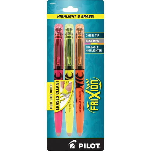 Erasable Highlighter, Chisel Point, 3/PK, Assorted