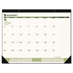 Monthly Desk Pad,12-Mth Jan-Dec, 22"x17", BK Headband/GN