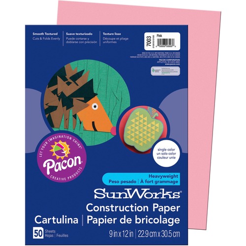 Construction Paper, 9"x12", 50Shts, 50/PK, Pink