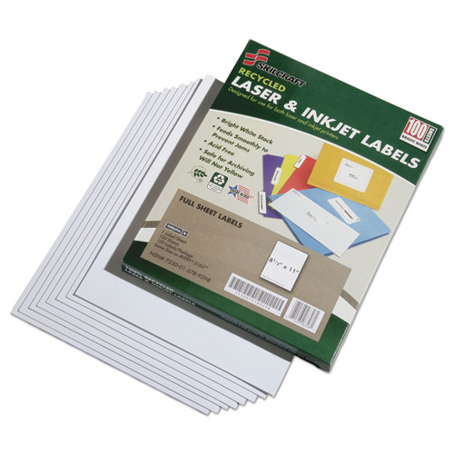 Full-sheet Labels, Laser/Inkjet, 8-1/2"x11", 100 Sh/BX, WE