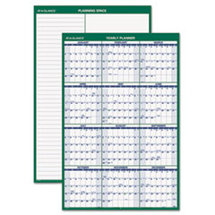 Erasable Wall Calendar,Vertical,2-Sided,24"x36",Green/Blue
