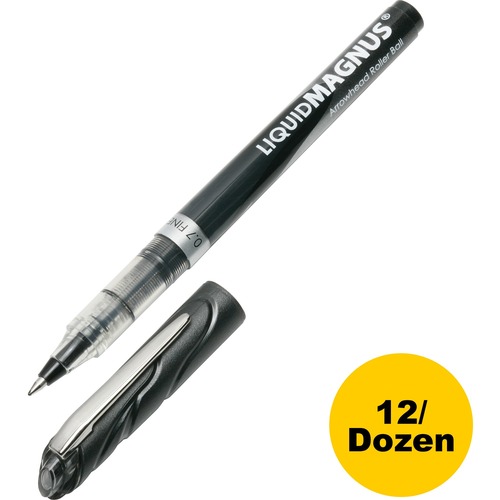 Rollerball Pen With Metal Clip,.7mm,Fine Pt,12/Box,BK Ink