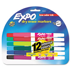 Dry-erase Markers, Fine Point, Nontoxic, 12/ST, Assorted