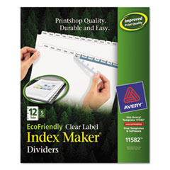 Laser/Inkjet Dividers, 12-Tab, 5 Sets/PK, 11"x8-1/2",WE