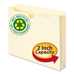 File Jackets, Recycled, 2" Exp, Letter, 50/BX, Manila