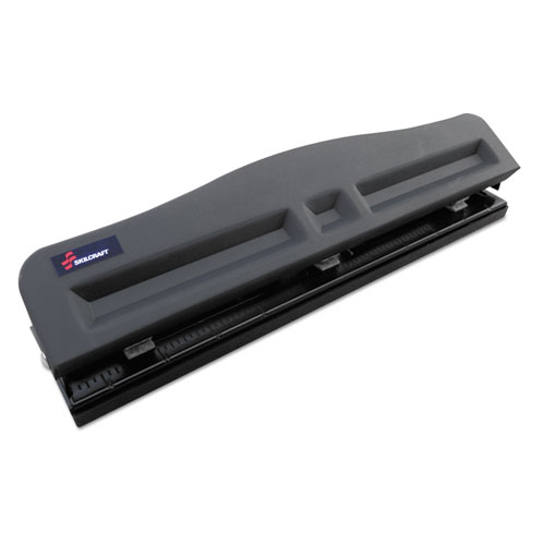 3-Hole Punch, Light Duty, Ajust, 10 Sheet Cap, MET/BK