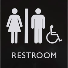 Lorell  Sign, Architectural, Accessible Restroom, 8"Wx3/5"Lx8"H, BK