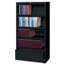 Lateral File, RCD, 5-Drawer, 36"x18-5/8"x68-3/4", Black
