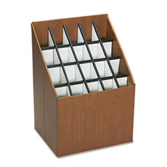 Upright Roll File, 20 Slots, 15"x12"x22", Walnut Finish