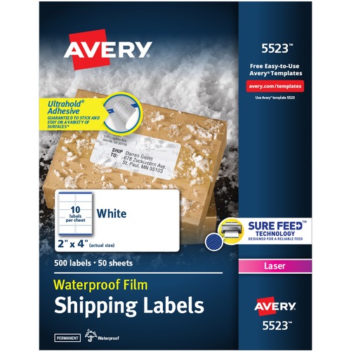 Wthrproof Mailing Labels, Address, 2"x4", 500/PK, WE