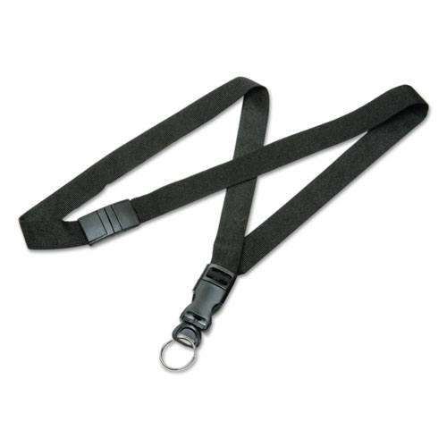 Neck Lanyard,Deluxe 3/4" Strap, Key Ring Attachmt,12/PK,BK