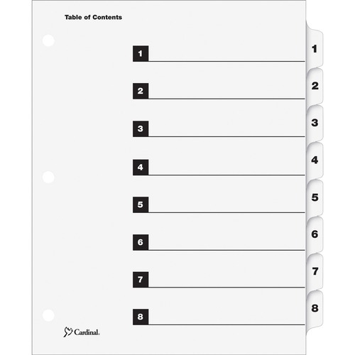 One Step Index System, Numbered 1-8, 8 Tabs, Clear
