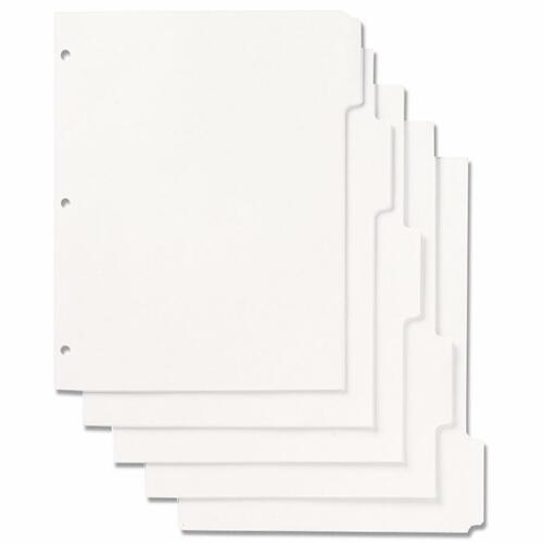 Index Divider Sheets, 3HP, 1/5 Cut, 8-1/2"x11", 25/PK, White