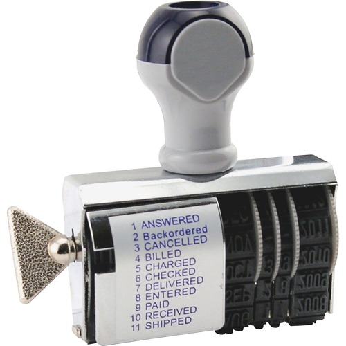 Date Stamp, 11 Message /Bus Phrases, 3/8"x2", Gray