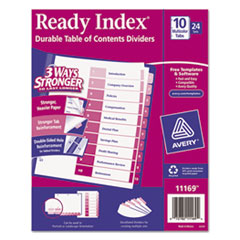 Uncollated Index Dividers,10-Tab,1-10,11"x8-1/2",24Set/BX,MI