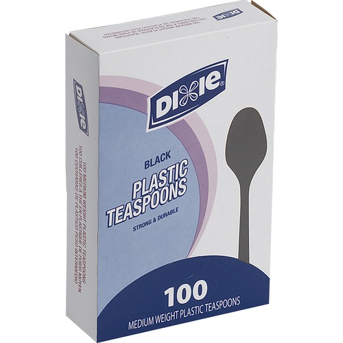 Plastic Tableware,Medium Weight,Teaspoons,100/BX,Black