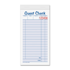 Guest Check Books, 2 Part, 3-3/8"x6-7/8", 50 Sets, 10/PK
