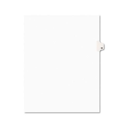 Numeric Divider, "58", Side Tab, 11"x8-1/2", 25/PK, White