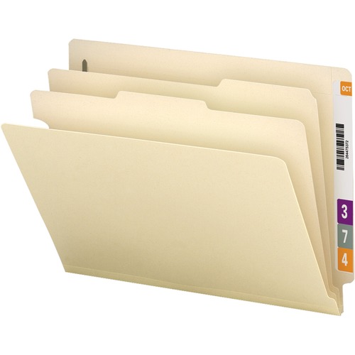 Classificatn Folders,w/Fasteners,2 Divider,Ltr,10/BX,Manila