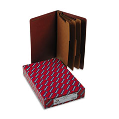 Classification Folder,3 Dividers,Legal,10/BX,Red PressBoard