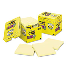 Super Sticky Pads,Lined,4"x4",90 Sht/PD,12/PK,Canary