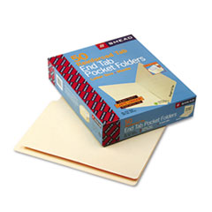 End Tab Pocket Folder, Reinfrcd Tabs, Letter, 50/BX, Manila