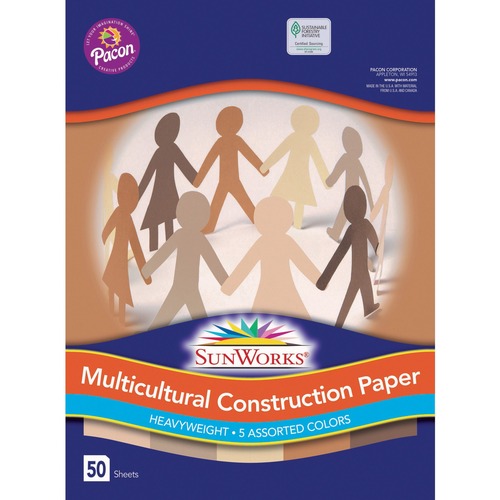 Multicultural Construction Paper, 9"x12", 50/PK, Assorted