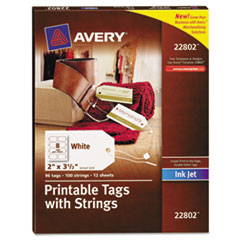 Printable Tabs, w/Strings,Rectangle, 2"x3-1/2", 96Tabs/PK,WE