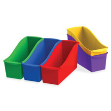 Interlocking Book Bins, 5"x14"x7", 4/ST, Ast