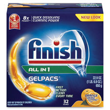 Dish Detergent, Finish, Orange, 1.3oz, 60/BX, Orange