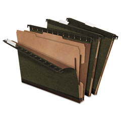 Hanging Folder,w/ 2 Dividers,6 Sections,Letter 10/BX,Green