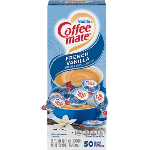 Liquid Coffee Creamers, .38 oz Singles,50/BX, French Vanilla