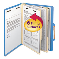 Classification Folders,2/5 Cut,Letter,2 Divider,10/BX,Blue