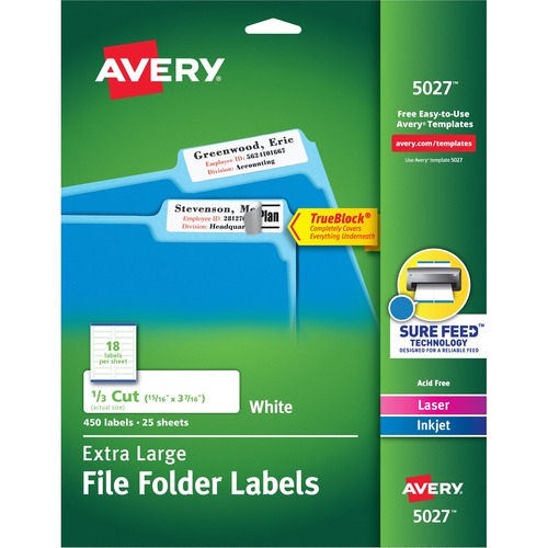 Extra Large Filing Labels, 15/16"x3-7/16", 450/PK, White