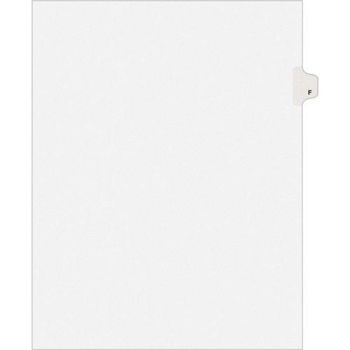 Legal Divider W/Letter "F", Side Tab, 11"x8-1/2", 25/PK