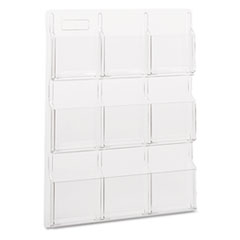 Magazine Display Rack, 9 Pockets, 30"x2"x36-3/4", Clear